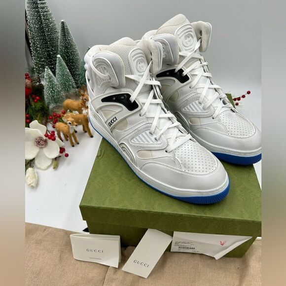 Men’s Gucci basket GG Supreme high top sneakers size 11.5 made in Italy - Picture 1 of 11